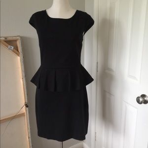 Express black peplum dress with lace detail